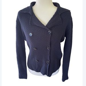 Talbots Navy Blue Sweater Blazer